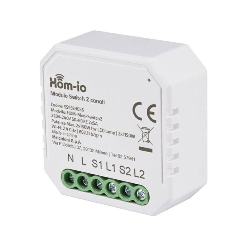 Modulo Switch 2 Canali HOM-IO 2x150W LED - 2x1150W Domotica MELCHIONI 559593056