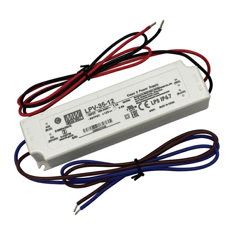 Alimentatore Switching 35W 12V 3A IP67 MEAN WELL LPV-35-12