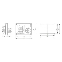 Presa interbloccata 2P+T 16A IP44 220V senza cassetta GEWISS GW66104