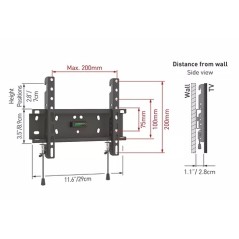 Supporto per TV piatto e curvo Fisso 13''- 43''pollici BARKAN E20.B