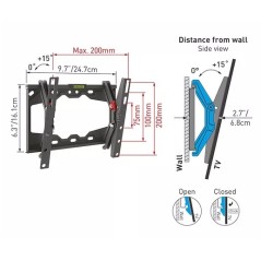 Supporto per TV piatto e curvo Inclinabile 13''- 43'' pollici BARKAN E210+.B