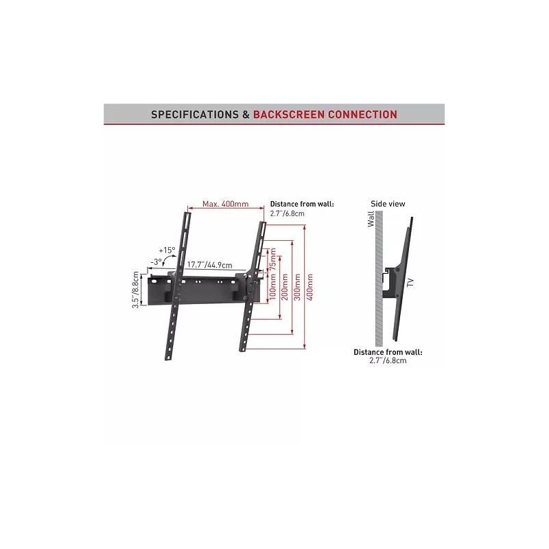 Supporto per TV Piatto Inclinabile 13" -58" pollici BARKAN E314