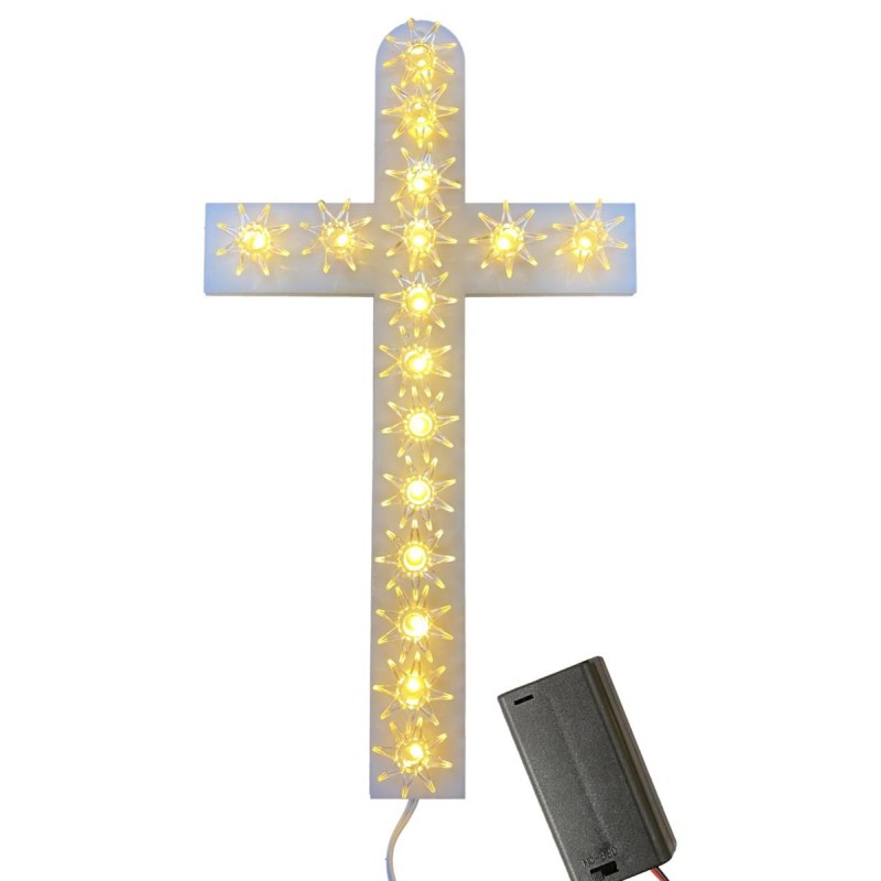 Croce Con 16 Led in Plexiglass Bianco