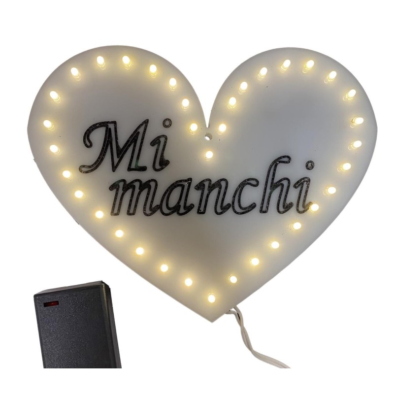 Cuore Mi Manchi Con 36 Led in Plexiglass Bianco