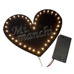 Cuore Mi Manchi Con 36 Led in Plexiglass Nero