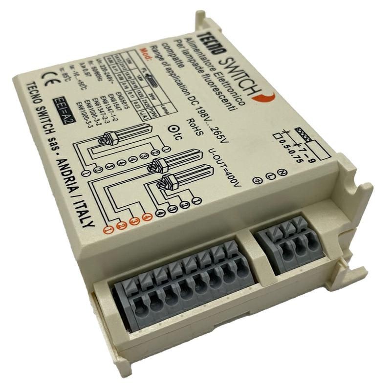 ALIMENTATORE ELETTRONICO PER LAMPADE FLUORESCENTI COMPATTE 1 E 2X32 A 55W TECNOSWITCH BF255MP